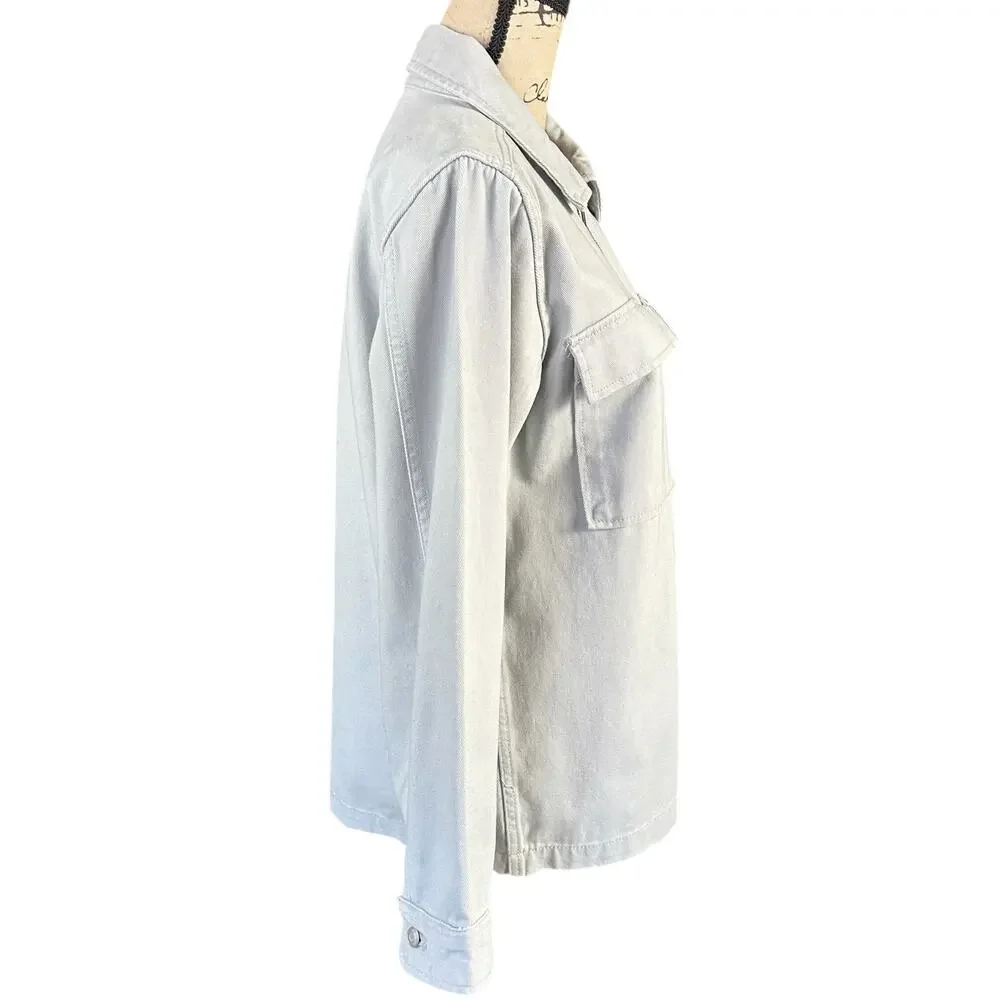 Wonder Nation Twill Jacket Kids Sze XL Light Gray Utility Chest Pockets Full Zip
